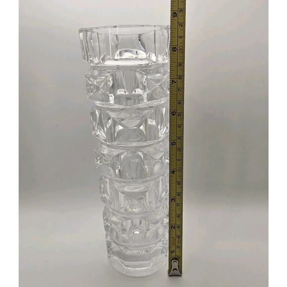 Vintage MCM Sklo Union Clear Czech Pressed Clear Glass Rudolpj Jurniki Vase - Picture 5 of 7
